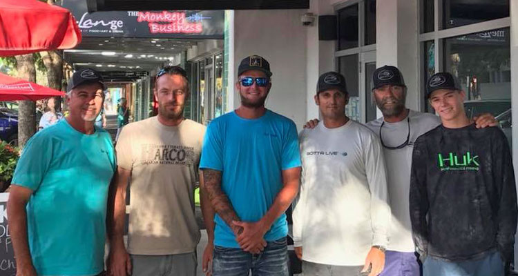 Your 88th Annual Sarasota Tarpon Tournament Fish-Off Anglers. These guys competed for First Place and bragging rights as winner of the World’s Oldest Tarpon Tournament. Joe Speary, Gabor Torok, Chris Speary, Jim Lopez, Joe Peters, and Kayden Peters.